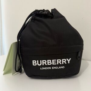 Burberry Drawstring Pouch Bag – Black – NWT